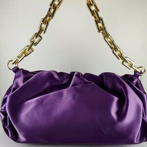 Royal Amethyst Satin Purse with Gold Chain – Luxe & Timeless Elegance P 115